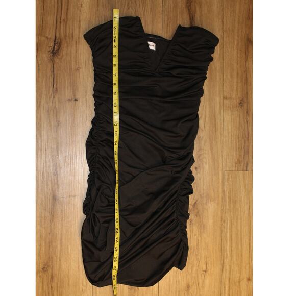 Superdown Vivienne Ruched Mini Dress Black Strapless V-Wire Bodycon M - Picture 2 of 5